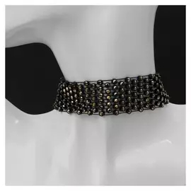 Чокер "Сетка" со стразами, цвет радужно-серый в чёрном ,l=32см