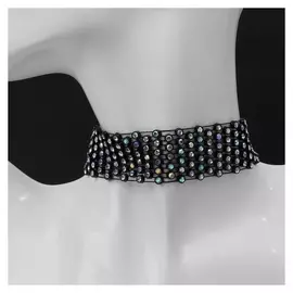 Чокер "Сетка" со стразами, цвет радужный в чёрном ,l=32см