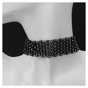 Чокер "Сетка" со стразами, цвет серый в чёрном ,l=32см