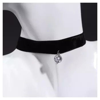 Чокер "Стразинка" кружок, цвет белый в серебре