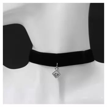 Чокер "Стразинка" с подвеской, ромб, цвет серебро ,l=32см