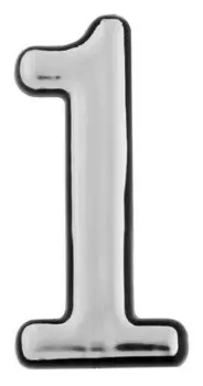 Цифра дверная "1" Tundra, пластиковая, цвет хром, 1 шт.