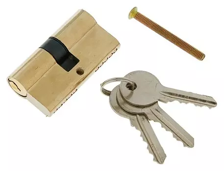 Цилиндровый механизм, 60 мм, английский ключ, 3 ключа, золото