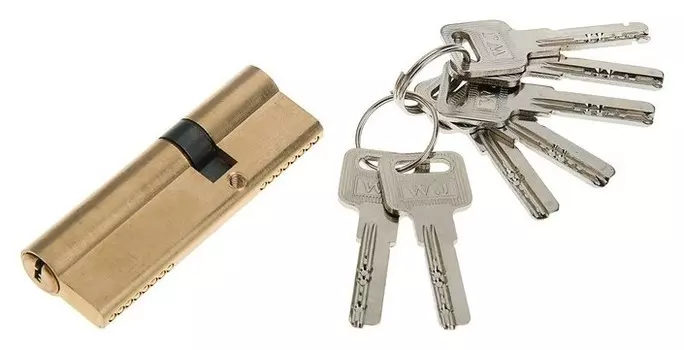 Цилиндровый механизм для китайской двери, 90 мм, с перекодировкой, цвет золото