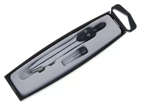 Циркуль металлический в пластиковом пенале с запасными грифелями