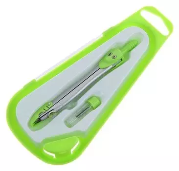 Циркуль металлический в пластиковом пенале, с запасными грифелями