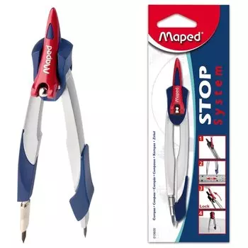 Циркуль "Stop System", 130 мм, металлический, грифель 2 мм, блистер