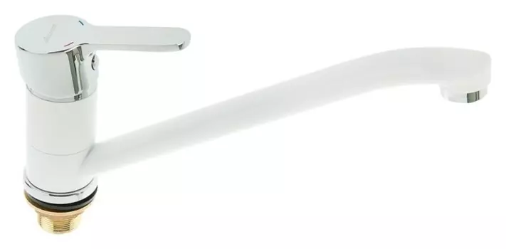 Cмеситель для кухни Accoona A4167g, однорычажный, с гайкой, силумин, белый
