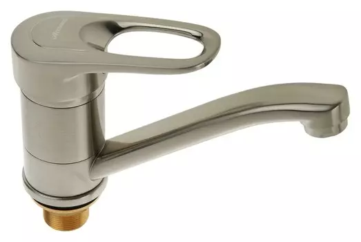 Cмеситель для кухни Accoona A4230a, однорычажный, средний излив, с гайкой, латунь, сатин