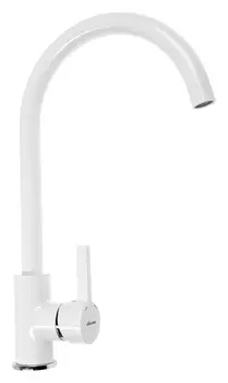 Cмеситель для кухни Accoona A4594g, однорычажный, высокий излив, латунь, белый