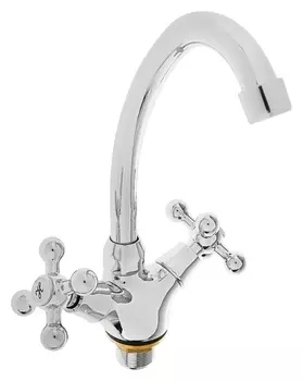 Cмеситель для кухни Accoona A4671, двухвентильный, с гайкой, латунь, хром