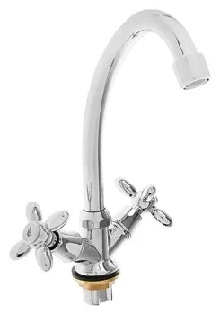 Cмеситель для кухни Accoona A4678, двухвентильный, с гайкой, силумин, хром