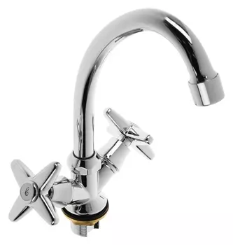 Cмеситель для кухни Accoona A4681, двухвентильный, с гайкой, силумин, хром