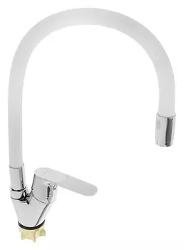 Cмеситель для кухни Accoona A4819g, однорычажный, силиконовый излив, латунь, белый/хром