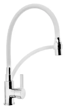 Cмеситель для кухни Accoona A4890g-3, однорычажный, силиконовый излив, латунь, белый, хром