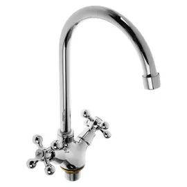 Cмеситель для кухни Accoona A4971, двухвентильный, с гайкой, латунь, хром