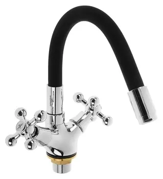 Cмеситель для кухни Accoona A9871f, двухвентильный, силиконовый излив, силумин, черный/хром