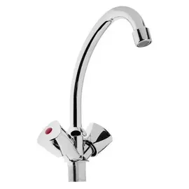 Cмеситель для кухни "Эверест" B49-334, двухвентильный, высокий излив, на гайке, хром