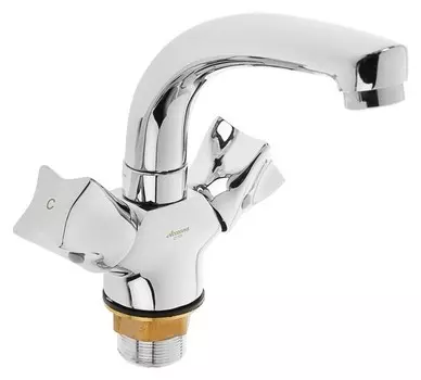 Cмеситель для раковины Accoona A89473, двухвентильный, с гайкой, силумин, хром