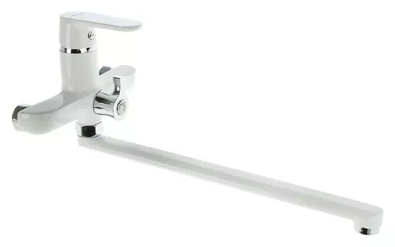 Cмеситель для ванны Accoona A7166g, однорычажный, излив 300 мм, силумин, белый