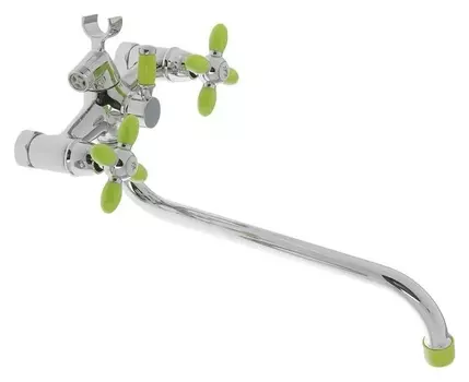 Cмеситель для ванны Accoona A7182k, двухвентильный, с душевым набором, силумин, зеленый/хром