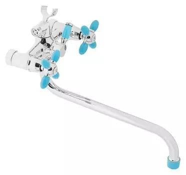 Cмеситель для ванны Accoona A7182m, двухвентильный, синий/хром