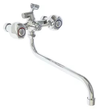 Cмеситель для ванны Accoona A7377, двухрычажный, излив 300 мм, хром