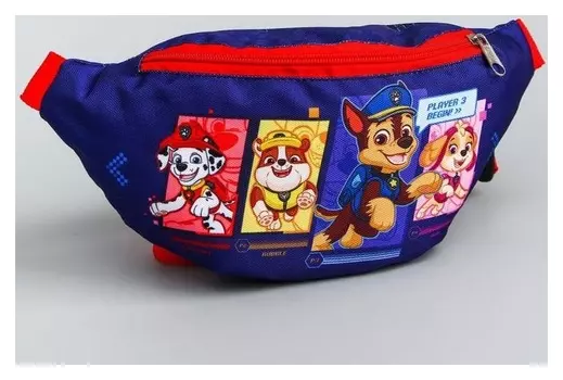 Cумка на пояс щенячий патруль, 25*6*13, отд на молнии, без подклада, синий