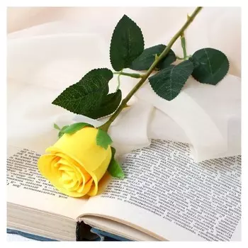 Цветок искусственный "Бутончик розы" 5х50 см жёлтый