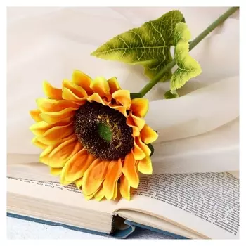 Цветок искусственный "Пышный подсолнух" 13*55 см