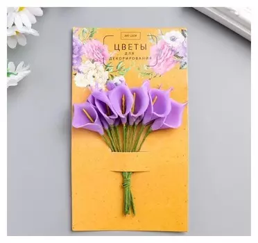 Цветы для декорирования "Фиолетовые каллы" 1 букет=12 цветов 16х9 см