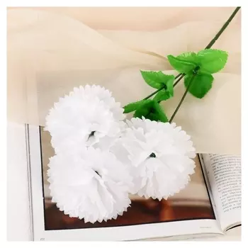 Цветы искусственные "Гвоздика трио" 11*58 см, белый