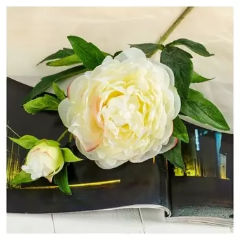 Цветы искусственные "Пион дуо" 12х60 см, белый