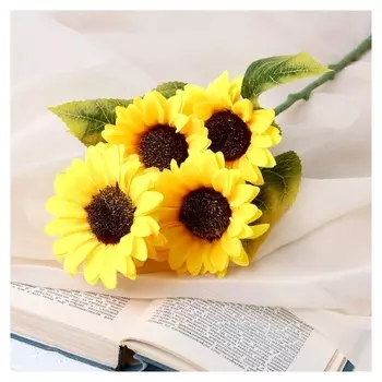 Цветы искусственные "Пять подсолнухов" 9х53 см