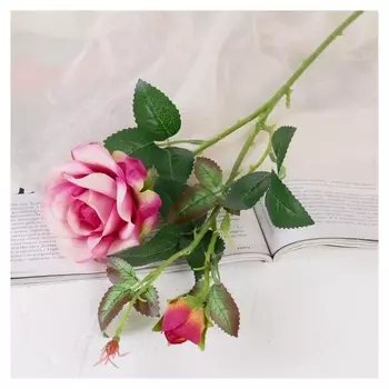 Цветы искусственные "Роза душистая" 9*50 см, бело-сиреневый