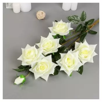 Цветы искусственные "Роза компэшн" 11х59 см, белый