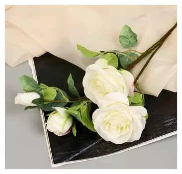 Цветы искусственные "Роза кустовая" 67 см, белый