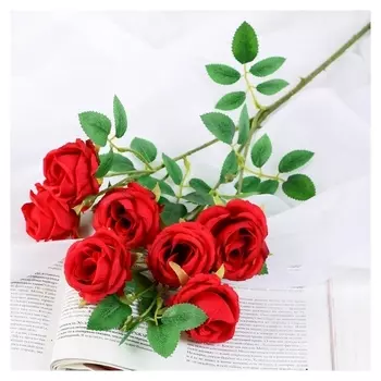 Цветы искусственные "Роза септима" 5х65 см красный