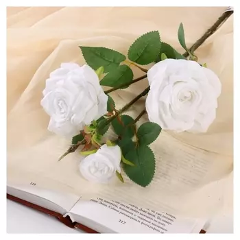 Цветы искусственные "Роза шарм" 8х58 см, белый