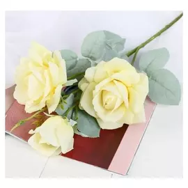 Цветы искусственные "Роза терция" 12х60 см жёлтый