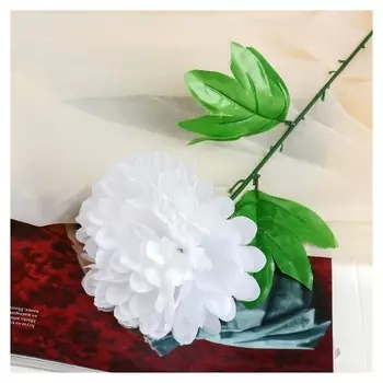 Цветы искусственные (Стебель-пластик,бутон-ткань) пион 47 см, D-16 белый