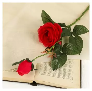 Цветы искусственные "Уральская роза" бордовая 45 см