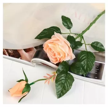 Цветы искусственные "Уральская роза" персиковый 45 см