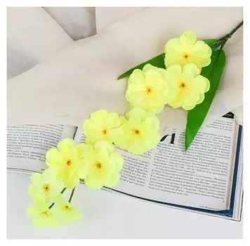 Цветы искусственные веточка сакуры 70 см желтый