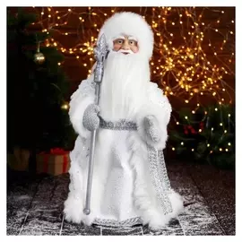 Дед мороз "В белой шубе, с посохом" двигается, 22х45 см