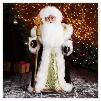 Дед мороз "В красной шубе, с узорным посохом" двигается, 22х50 см