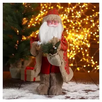 Дед мороз "В красной шубке в клетку с подарками" 20х40 см