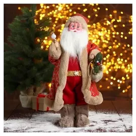 Дед мороз "В красной шубке в клетку с подарками" 24х45 см