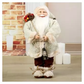 Дед мороз "В шубке, с фонариком и гостинцами" 46 см