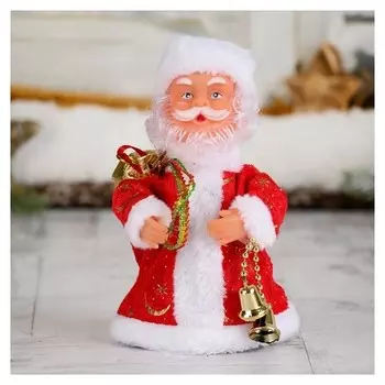 Дед мороз, в красной шубе, с колокольчиком, с подсветкой, двигается, без музыки